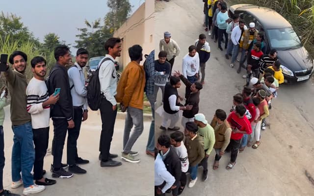 Crowd at Mohammed Shami's home