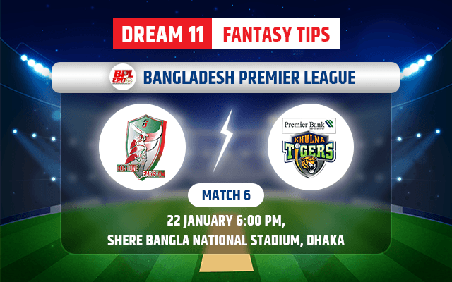 Fortune Barishal vs Khulna Tigers Dream11 Team Today