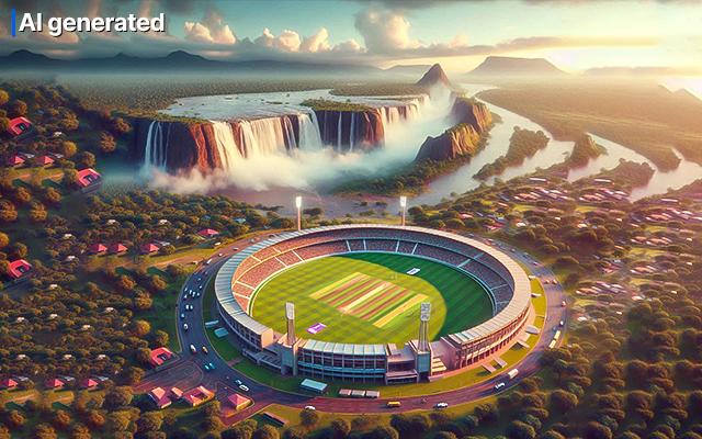 Funded by ICC, Zimbabwe to get new cricket stadium in Victoria Falls costing up to $10 million (AI Generated Image using Copilot / Dall.E 3)