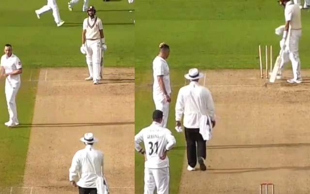 Watch- Shoaib Bashir survives as towel mishap denies Kyle Abbott a wicket in County Championship match