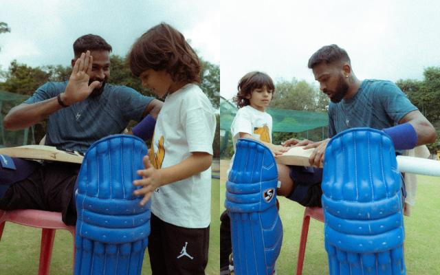 Son Agastya accompanies Hardik Pandya to NCA, picture goes viral