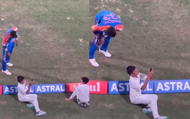 Hardik Pandya clicks selfie with ball-boy mid-match