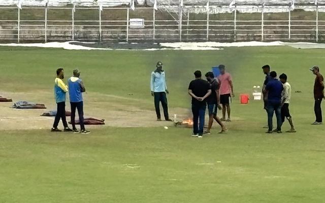 Ranji Trophy 2024-24: Patna Groundsmen burn dung cake to dry pitch on Day 2 of Bihar vs Karnataka