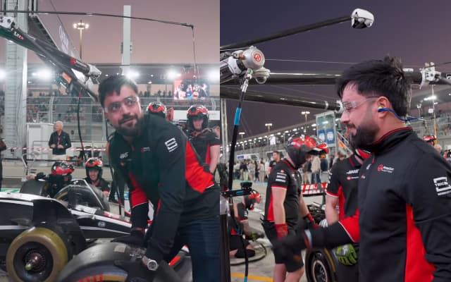 WATCH: Rashid Khan learns to spin wheels in pit stop practice with Haas F1 Team