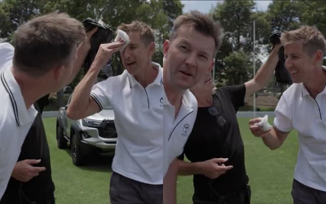 WATCH: Australian broadcaster Mark Howard gets injured by keeping to Brett Lee