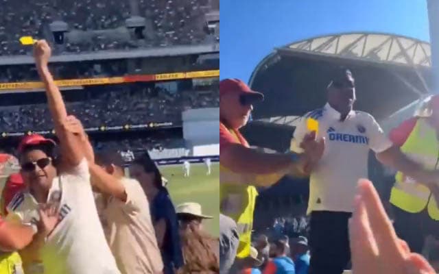 WATCH- Indian fan gets ejected for waving Sandpaper in Adelaide Test, video goes viral