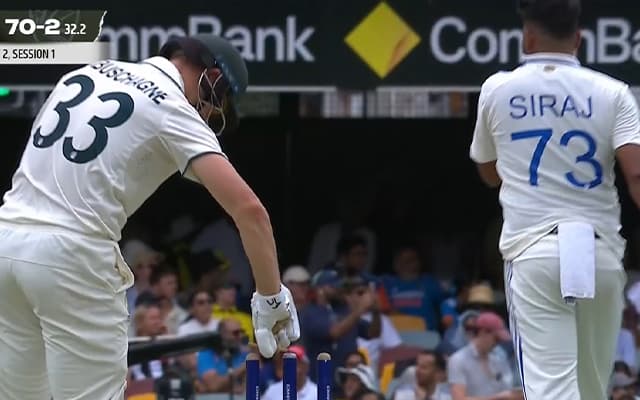 Watch: Mohammed Siraj plays mind games with Marnus Labuschagne, flips bails at striker's end