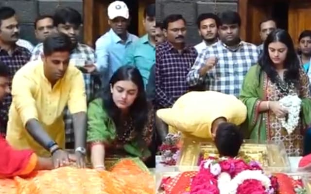 WATCH: Suryakumar Yadav, wife Devisha seek blessings at Shirdi's Sai Baba Temple