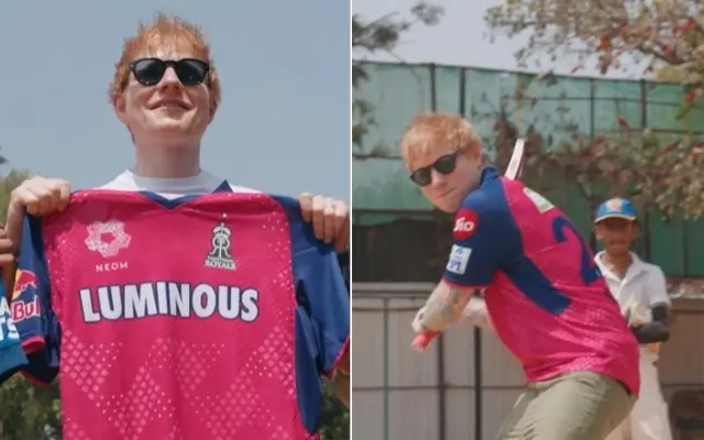 WATCH: Ed Sheeran plays cricket in Shane Warne's Rajasthan Royals jersey