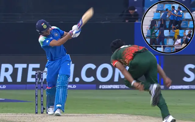 WATCH- Shubman Gill muscles Tanzim Hasan Sakib for 98-meter six in Champions Trophy 2025 encounter