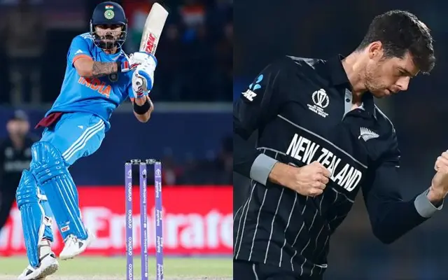 Virat Kohli and Mitchell Santner