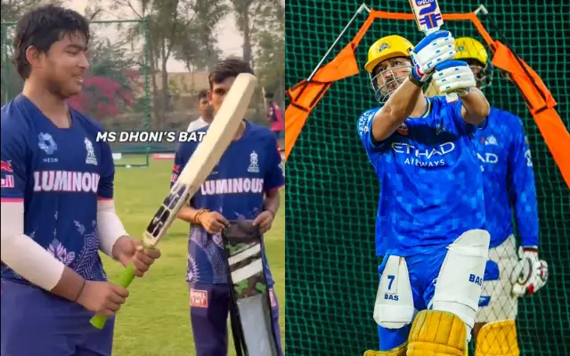 WATCH- Vaibhav Suryavanshi wins MS Dhoni's bat in viral Rajasthan Royals video