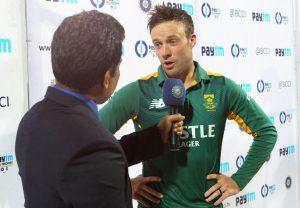 Ab de Villiers during the match presentation