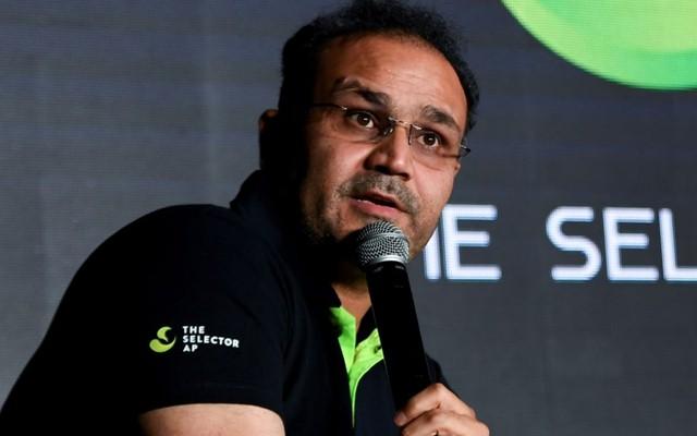 Former Indian cricketer Virender Sehwag (Photo by Money SHARMA / AFP) (Photo credit should read MONEY SHARMA/AFP/Getty Images)