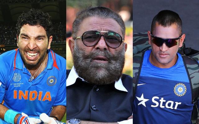 Yuvraj Singh, Yograj Singh and MS Dhoni