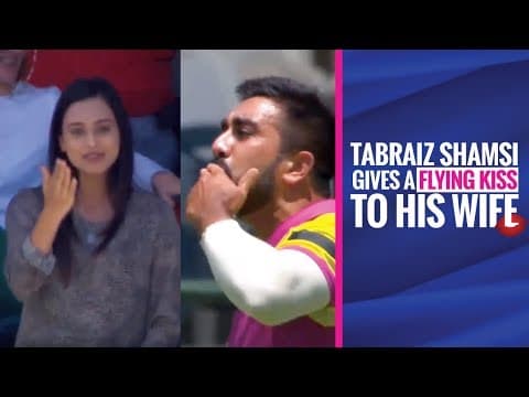 MSL 2019: Tabraiz Shamsi gives a flying kiss to his wife during his wicket celebration