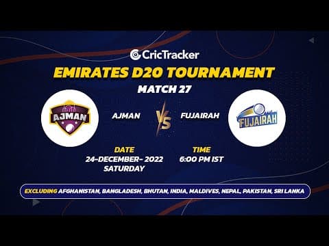 🔴 LIVE: MATCH 27 | Ajman vs Fajairah | Emirates D20 2022