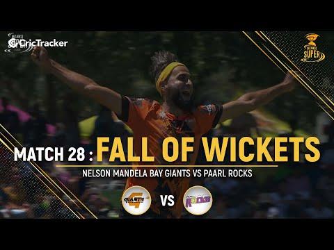 Nelson Mandela Bay Giants vs Paarl Rocks | Fall of Wickets | Match 28 | Mzansi Super League