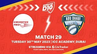 🔴 LIVE: Match 29 | Emirates Red vs Abu Dhabi | Emirates D10 2023