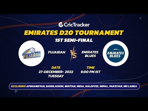 🔴 LIVE: Semi Final 1 | Fujairah vs Emirates Blues | Emirates D20 2022